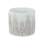 5.5" Cement Round White Planter w/Tree