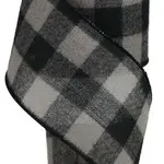 4"X10YD Black & Grey Fuzzy Large Check Ribbon