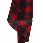 4"X10YD Fuzzy Red/Black Large Check Wired Ribbon