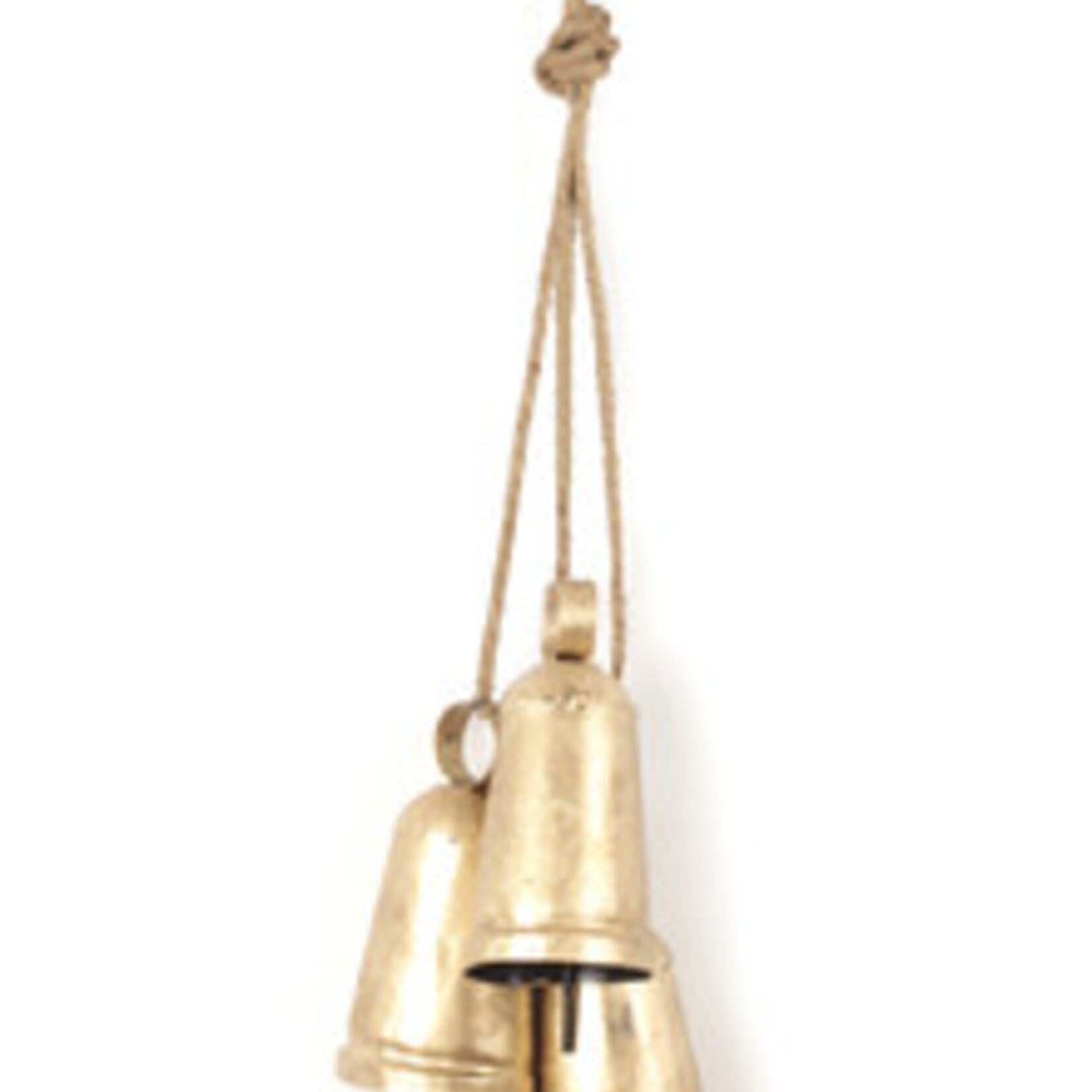 Bells Set/3 Gold Metal/Jute
