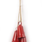 Bells Set/3 Red Metal/Jute