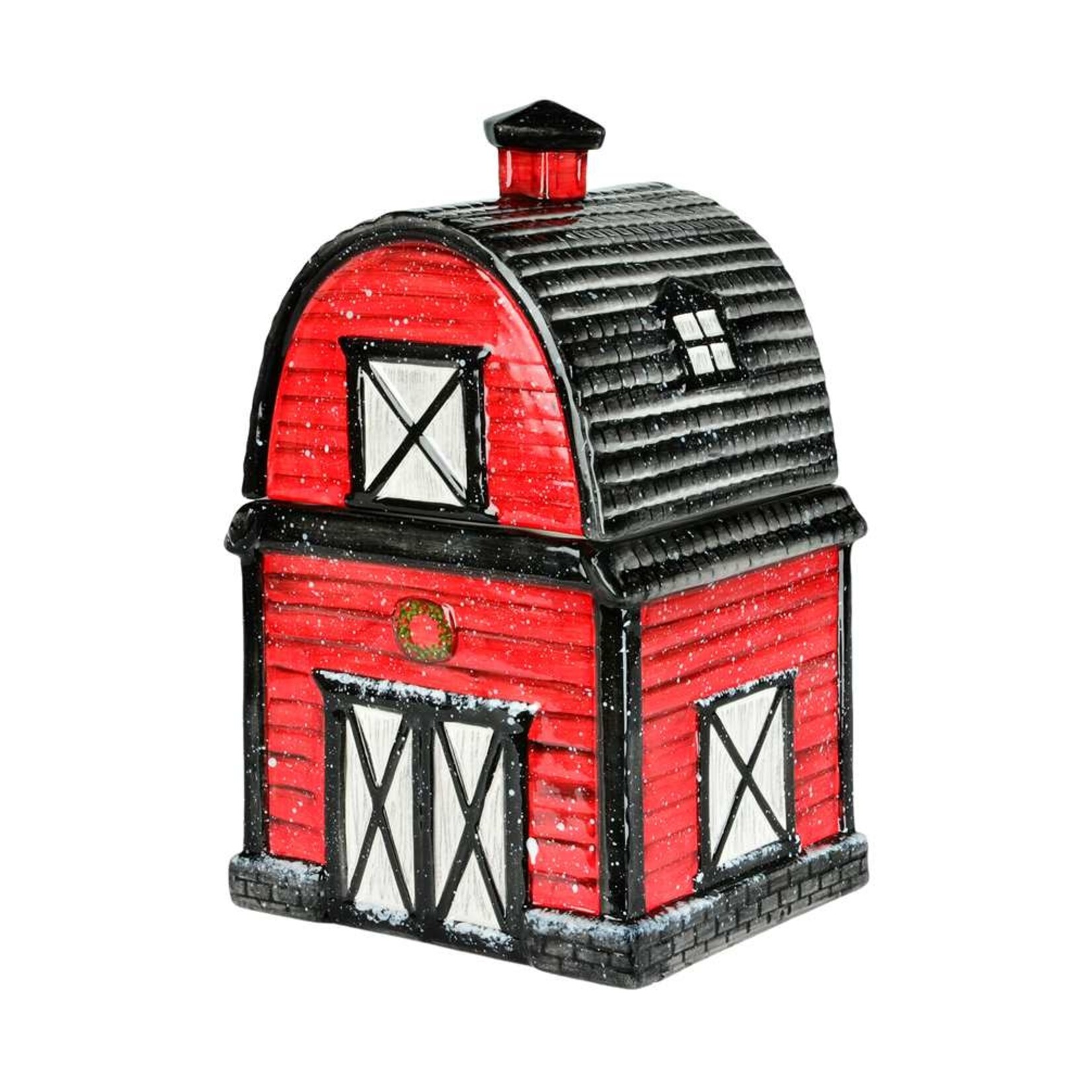 12X7X6.5" Red Barn Cookie Jar
