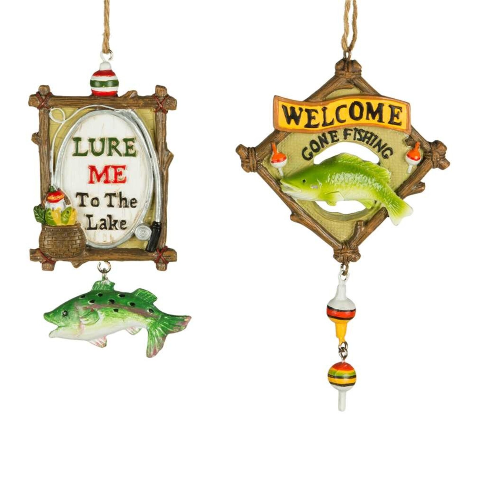 4" Welcome / Lure Fishing Ornament 2Asstd.