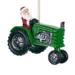 3.5" Santa Green Tractor Ornament