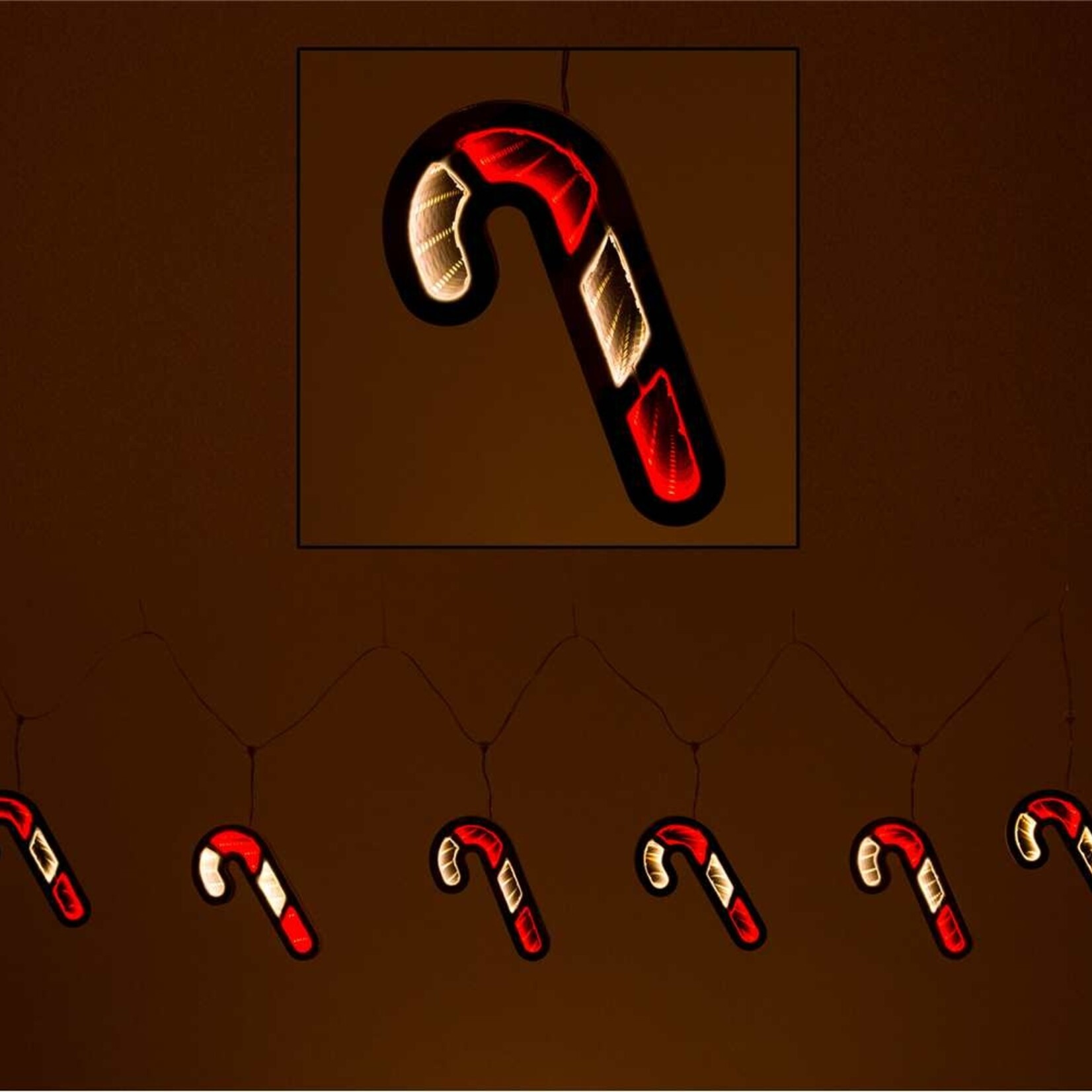 70" Candy Cane Garland Infinity Light