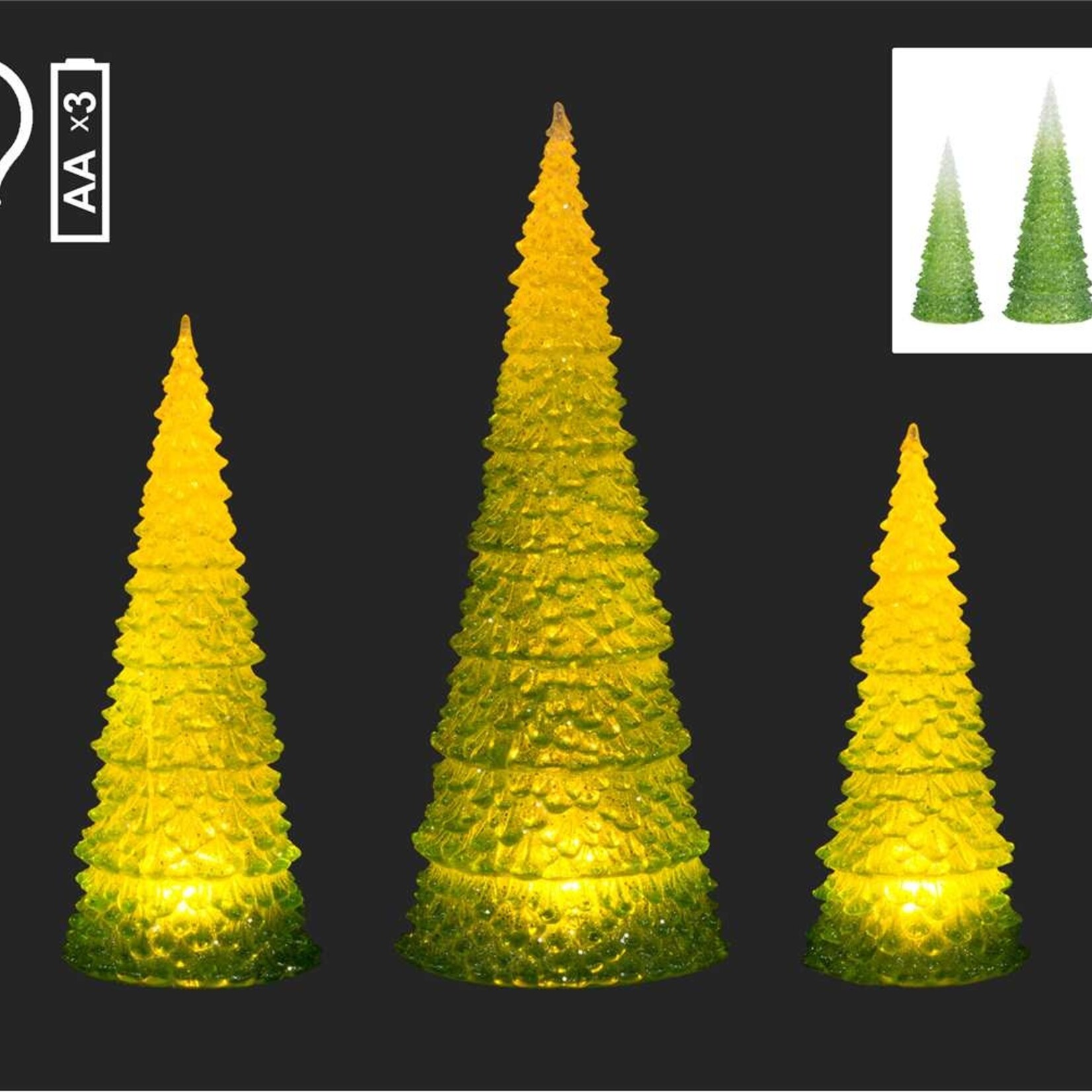 13" Green/White LED Tree -Med.