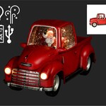 Christmas Waterglobe Truck Red W/SANTA LED