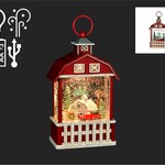 9.5" Barn Waterglobe W/Red Truck