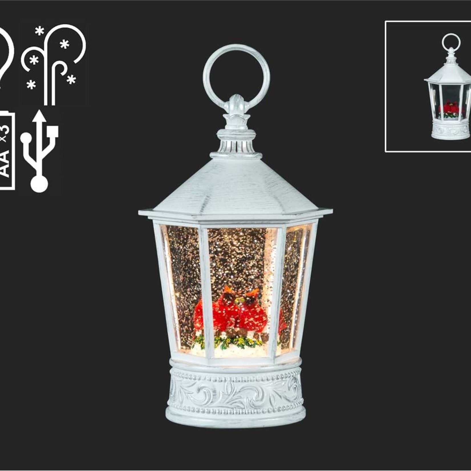 9" LED Lantern w/Cardinal
