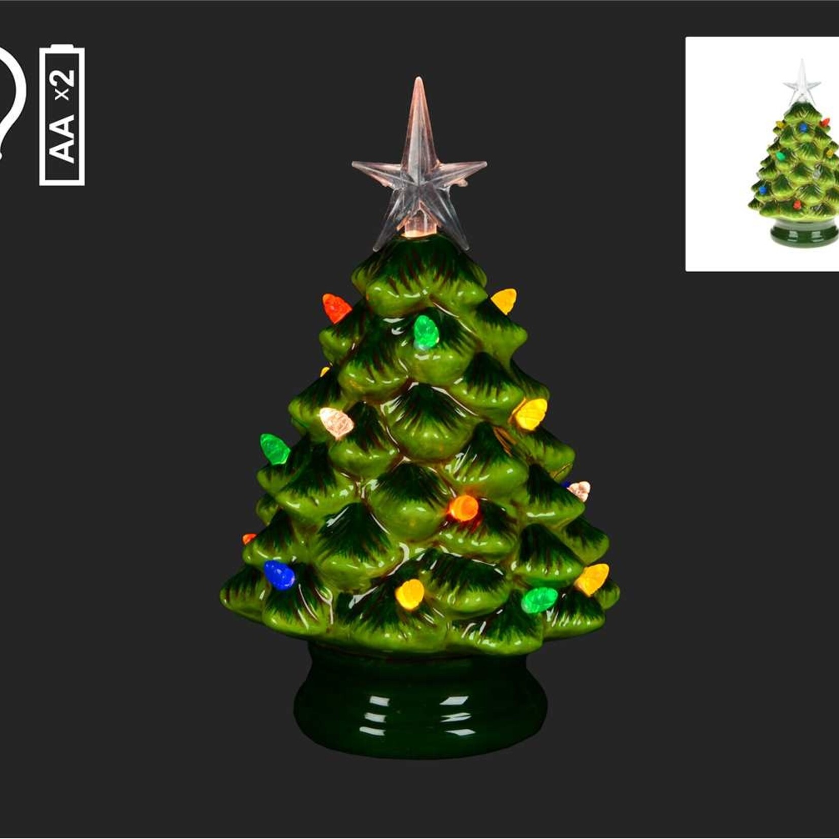 7" Green Christmas Tree w/LED Colour Lights