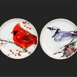 5" White Plate w/ Bluejay or Cardinal - 2 Asst.