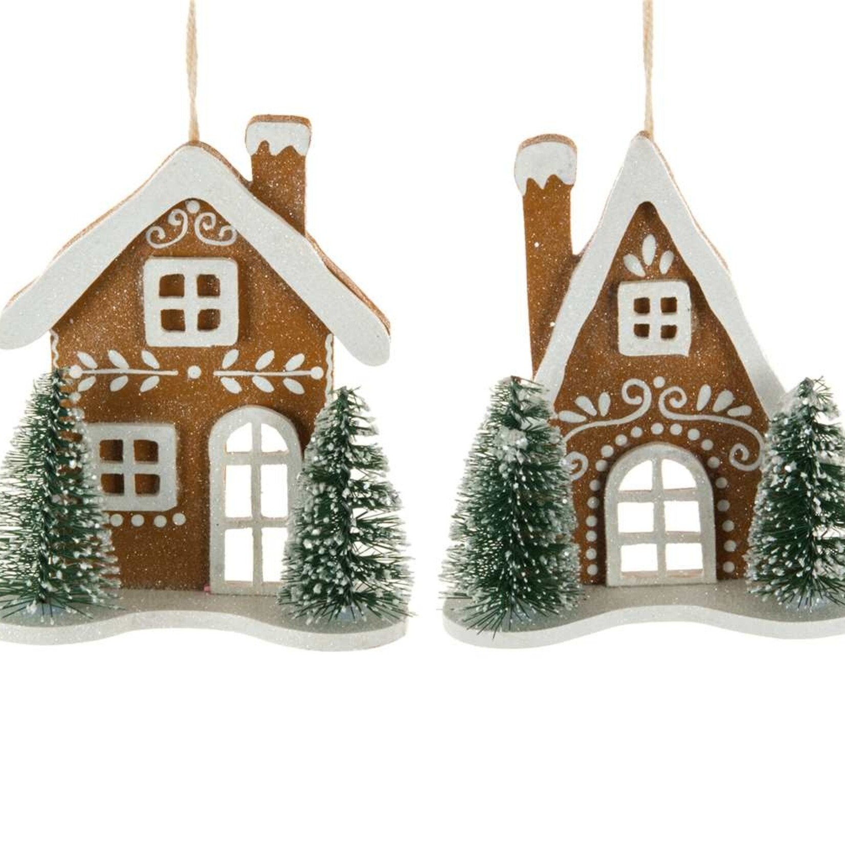 5" Gingerbread House Ornaments - 2Asst.