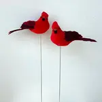 3.15"L ASS'T RED CARDINAL BIRDS WITH 7.87"WIRE PICK