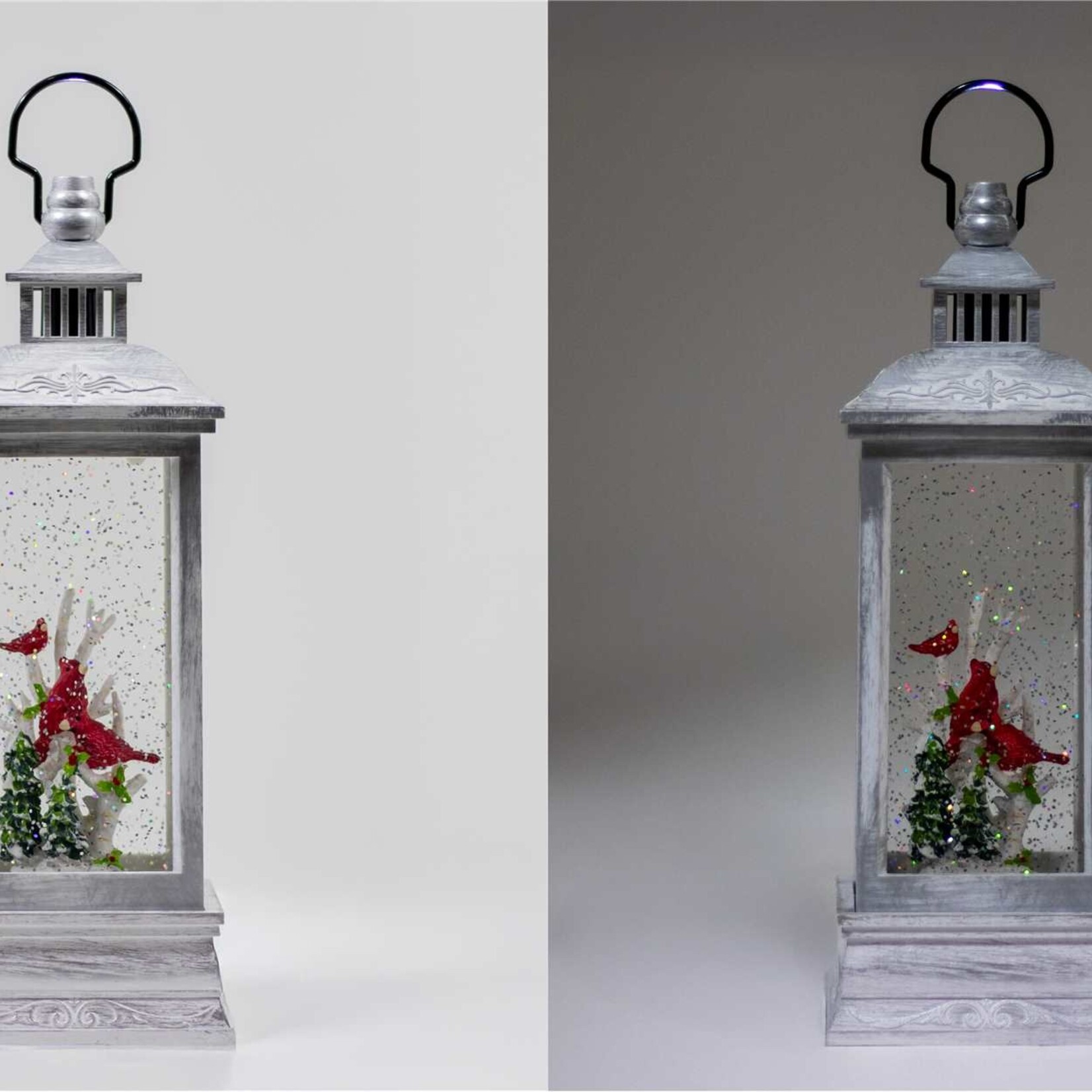 LED White Cardinal Lantern w/Music