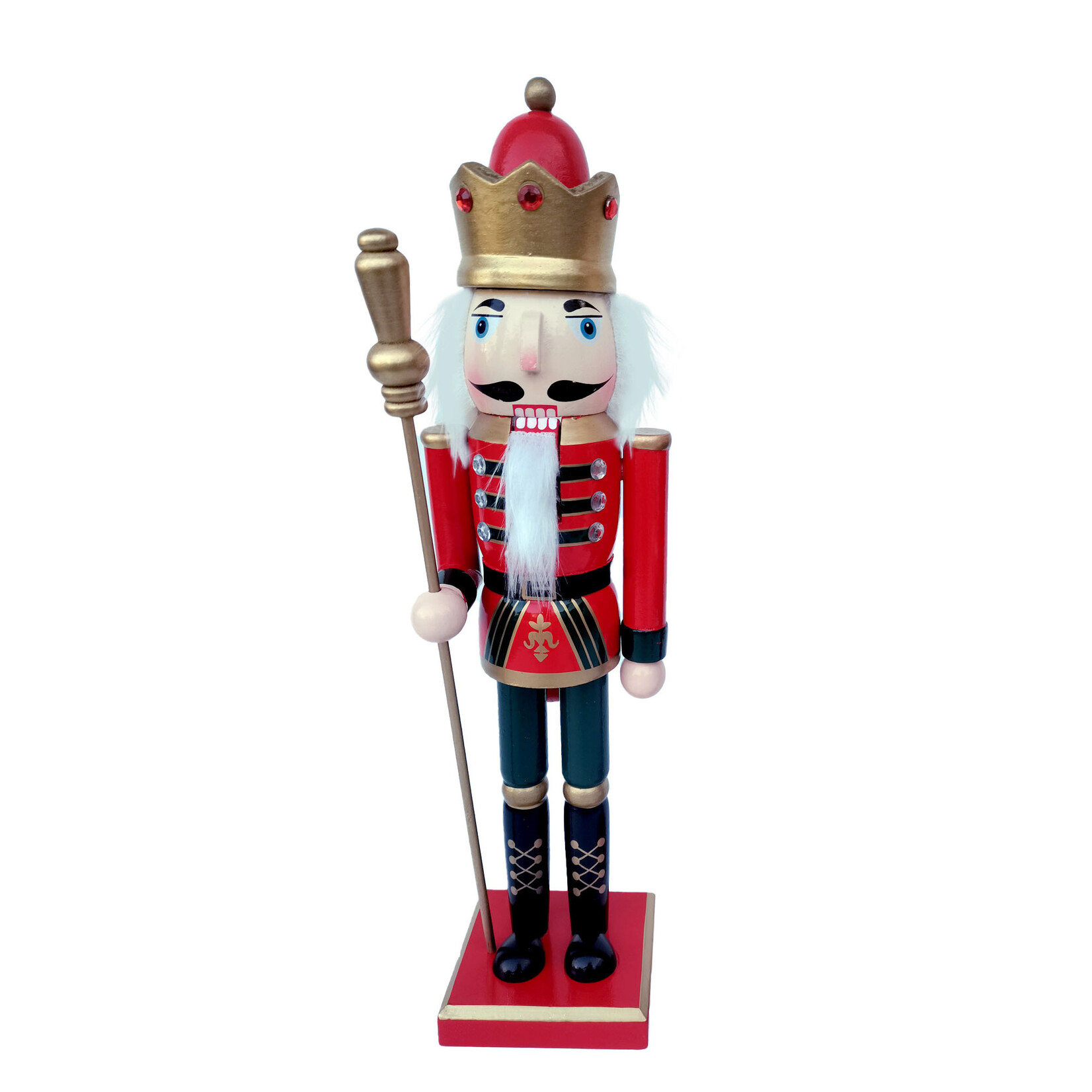 NUTCRACKER WOODEN STANDING 24" RED/ GOLD KING W/ SCEPTER