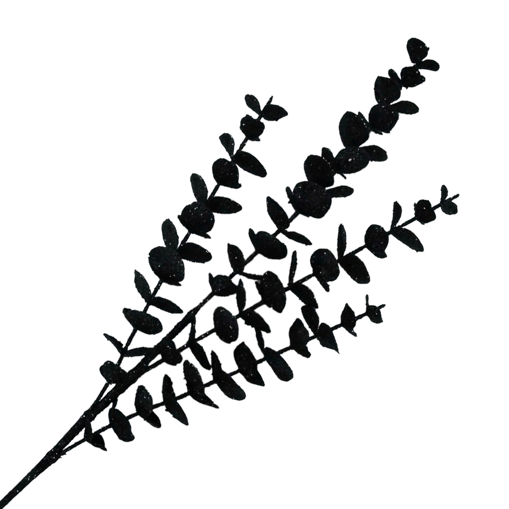 SPRAY EUCALYPTUS LEAF BLACK 27" GLITTER