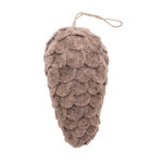 ORN PINE CONE FABRIC FELT SCALLOP 7" BROWN