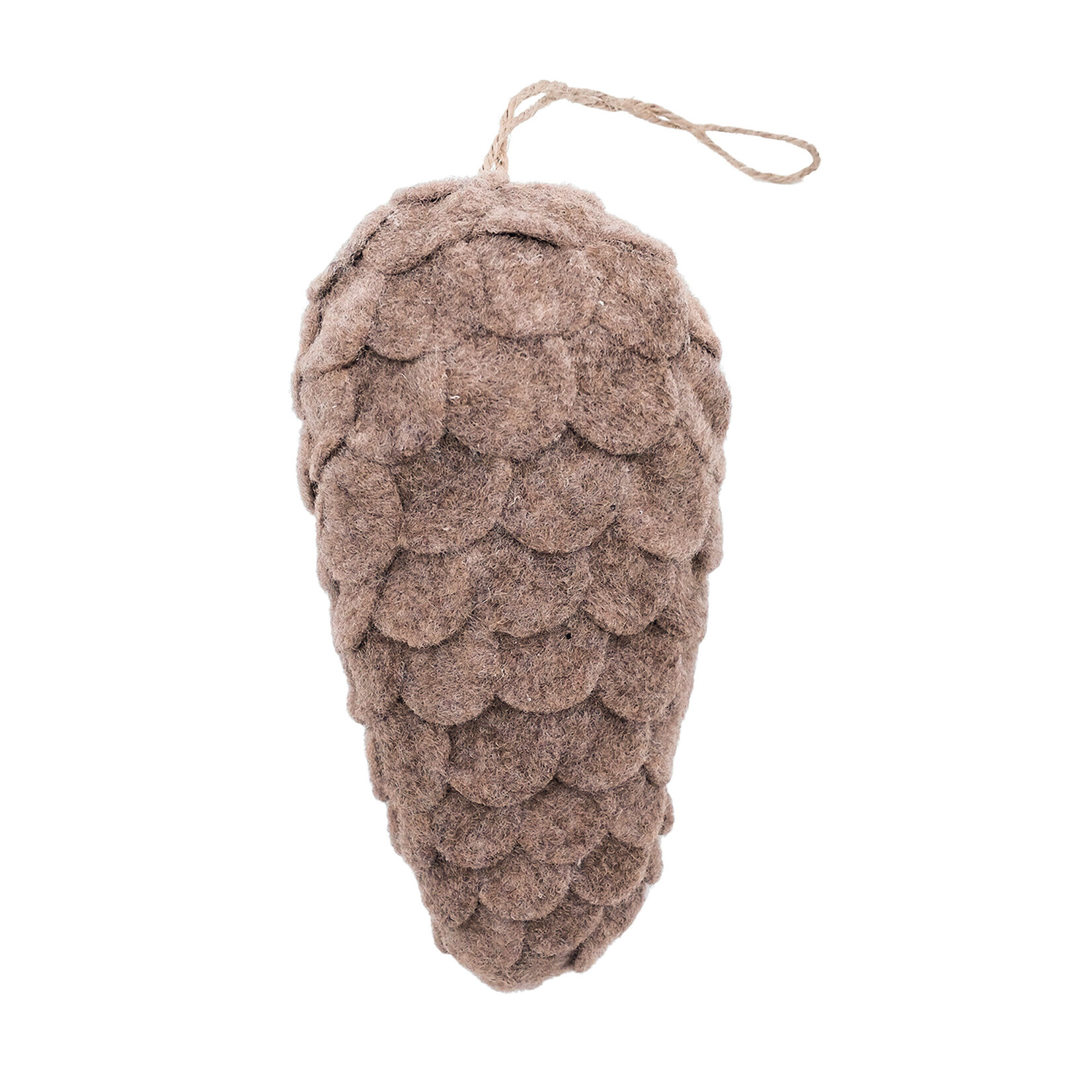 ORN PINE CONE FABRIC FELT SCALLOP 7" BROWN