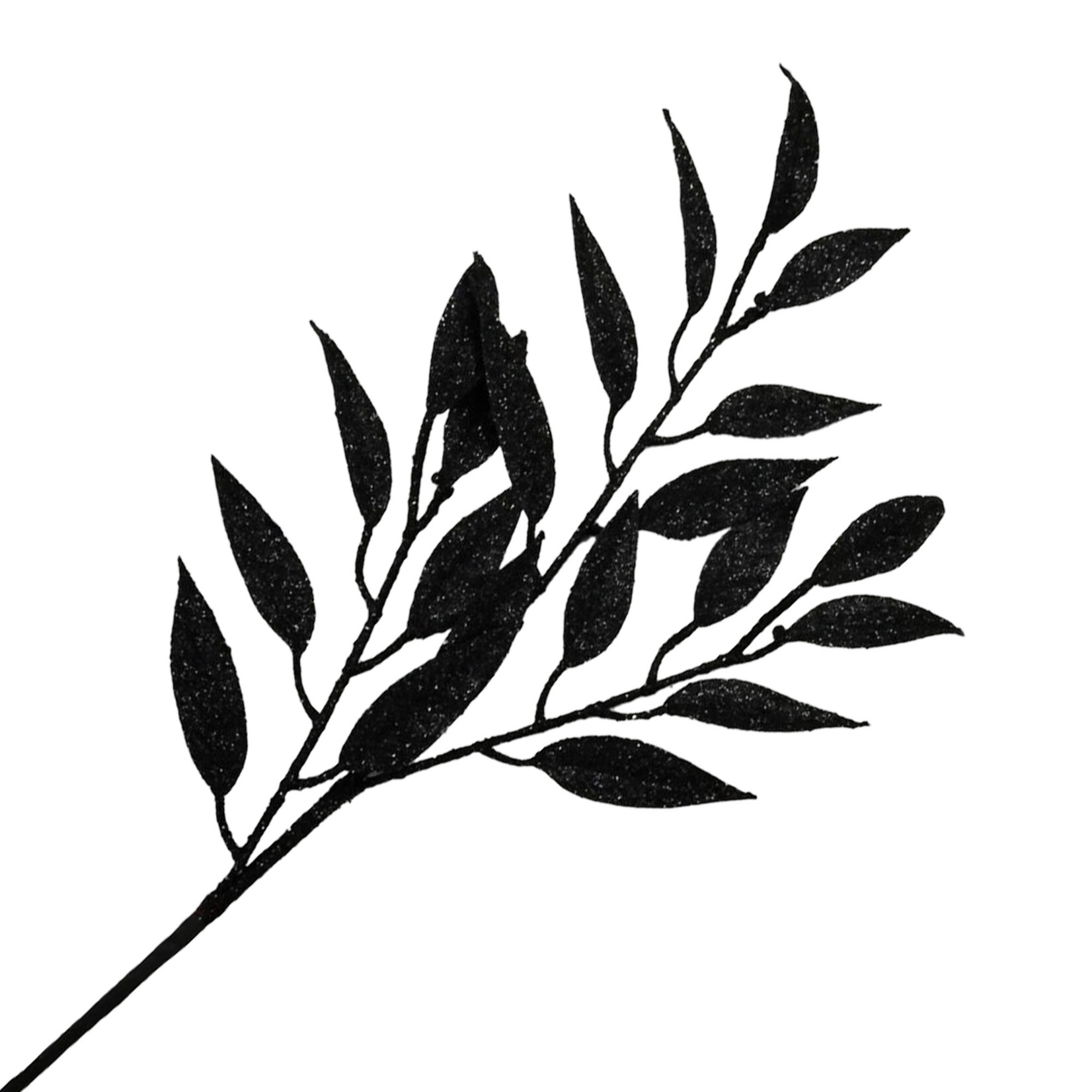 SPRAY LEAF BLACK 29" GLITTER