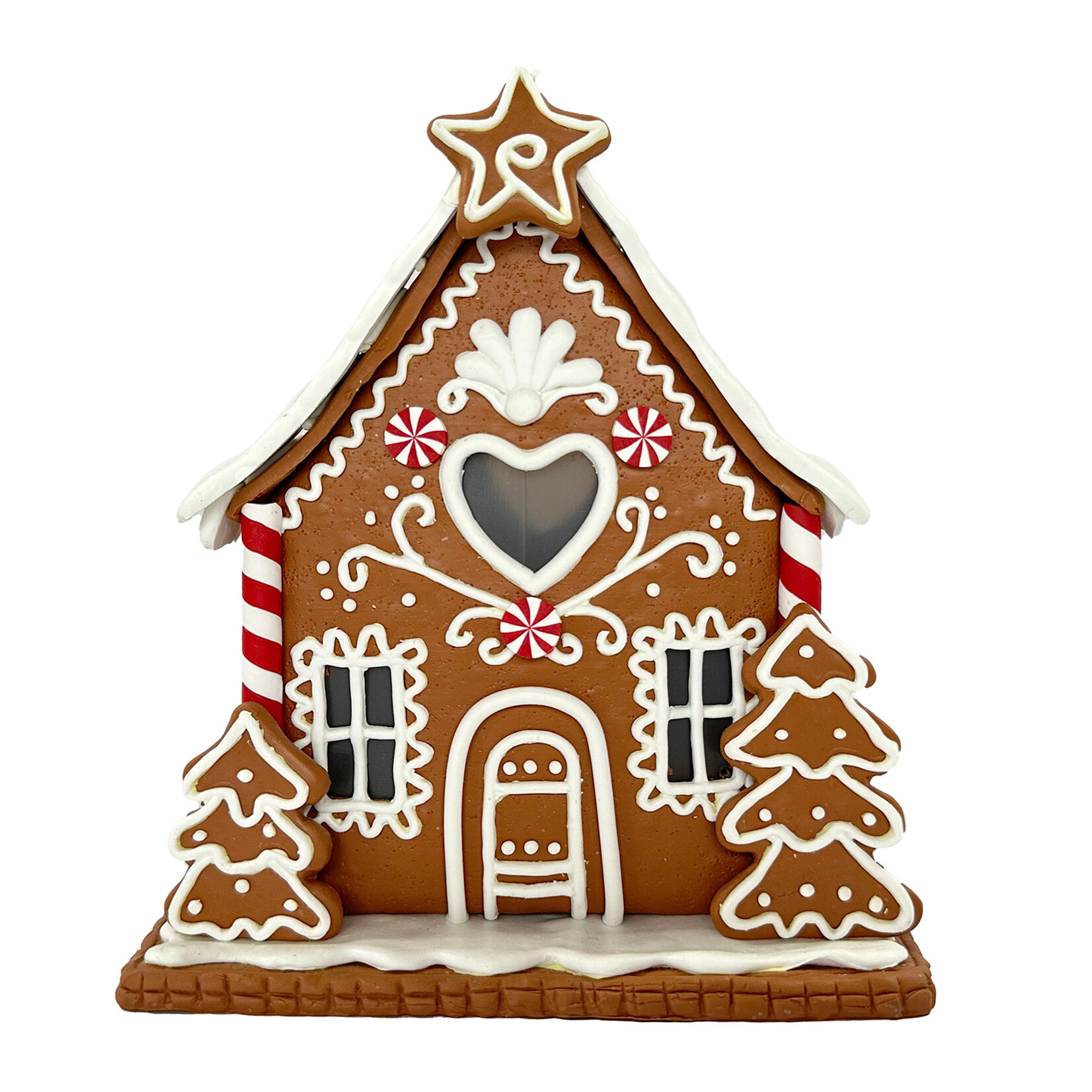 GINGERBREAD HOUSE 5"X5"X6.5" W/ HEARTSHAPED WINDOW & STAR ATOP, CLAY DOUGH