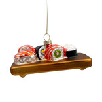 ORN GLASS SUSHI ON TRAY 4" MULTI GLITTER