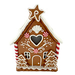 GINGERBREAD HOUSE 3.5"X3.5"X5" W/ HEARTSHAPED WINDOW & STAR ATOP, CLAY DOUGH