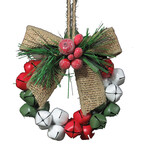 BELL WREATH 4" W/ BOW GREEN/RED/WHITE MATT