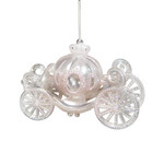 ORN PUMPKIN CARRIAGE CLEAR/PEARL PINK 4.7" W/IRIDESCENT PINK GLTR