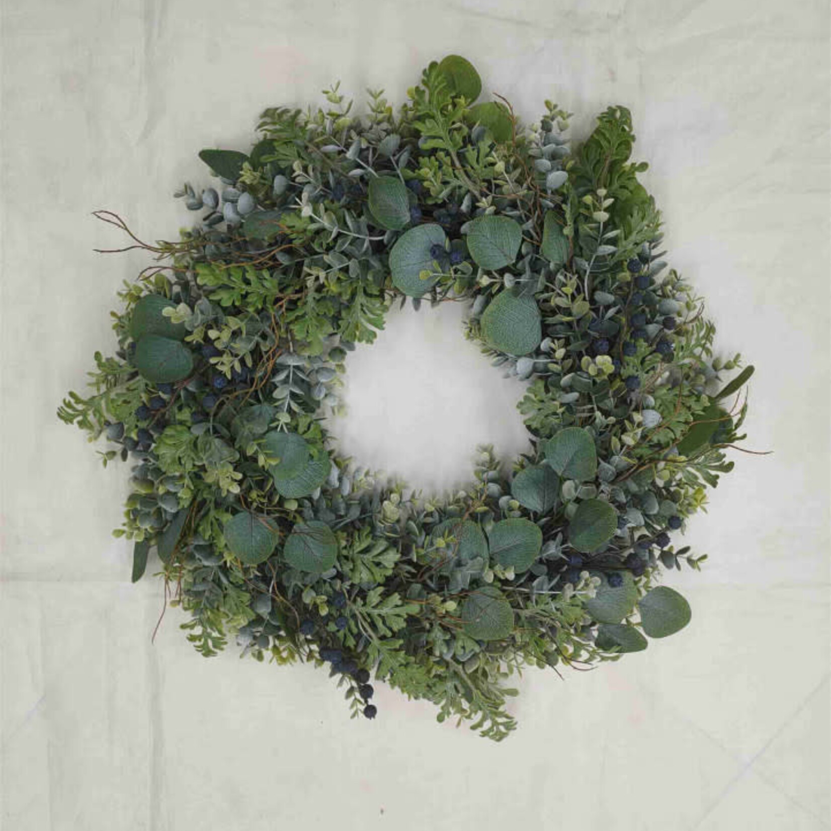 Mixed Eucalyptus/fern/blueberry Wreath