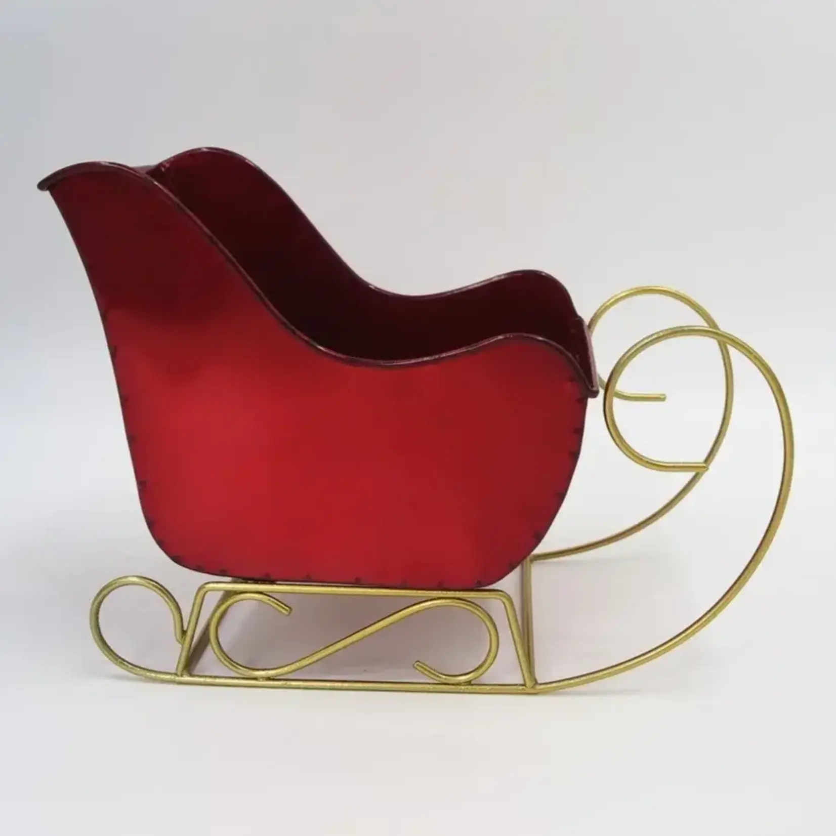 Red Metal Sleigh W/ Gold Runners W/H.LINER