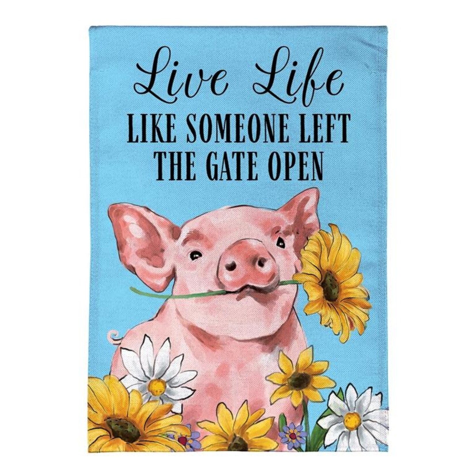 Adventurous Piggie Burlap Garden Flag