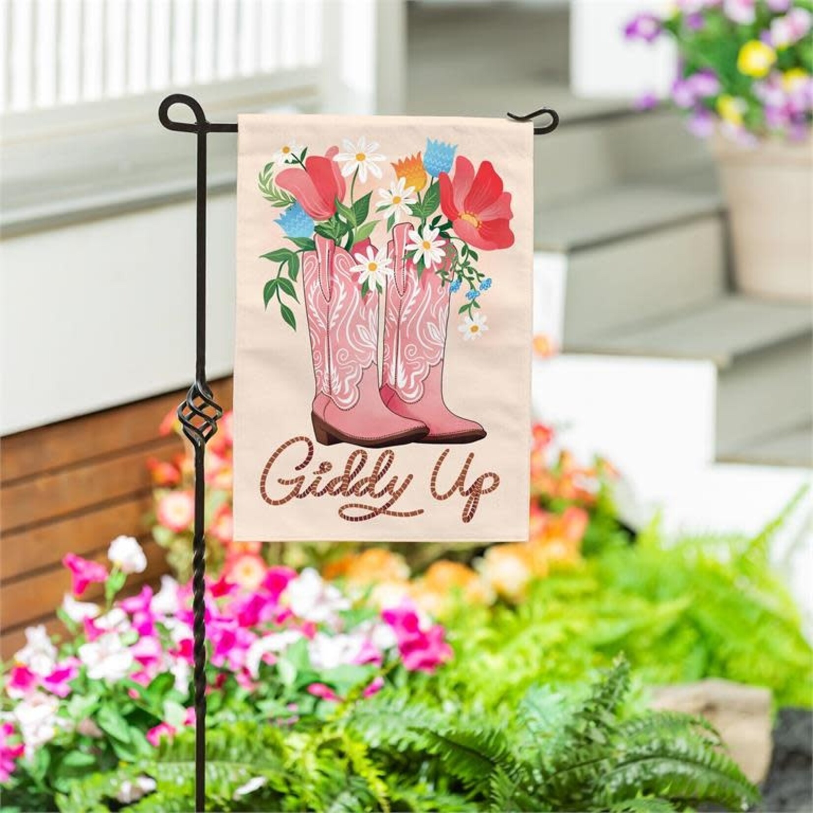 Giddy Up Burlap Garden Flag