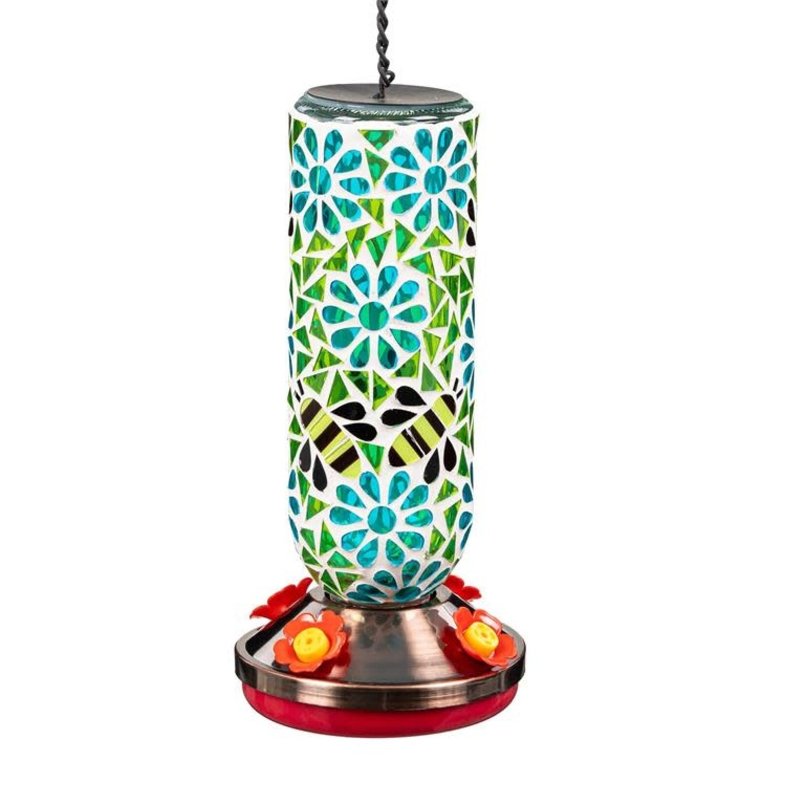 Pollinator Garden Bird Feeder, Mosaic Glass Hummingbird Feeder