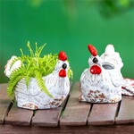 Petal & Plow Planter, Ceramic, Hen, 5"  2 - Asst.