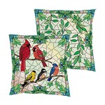 Stained Glass Songbirds Pillow Cover