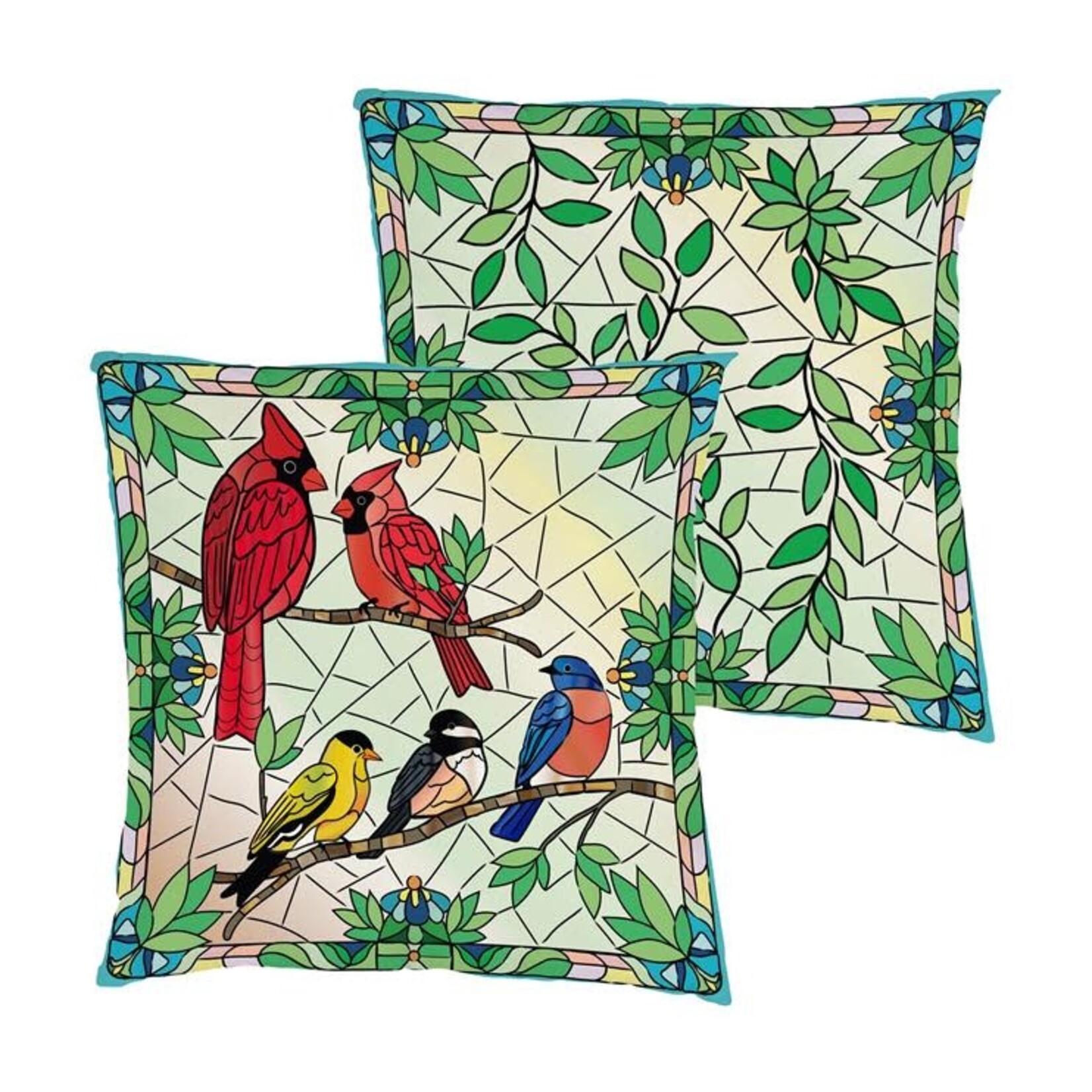 Stained Glass Songbirds Pillow Cover