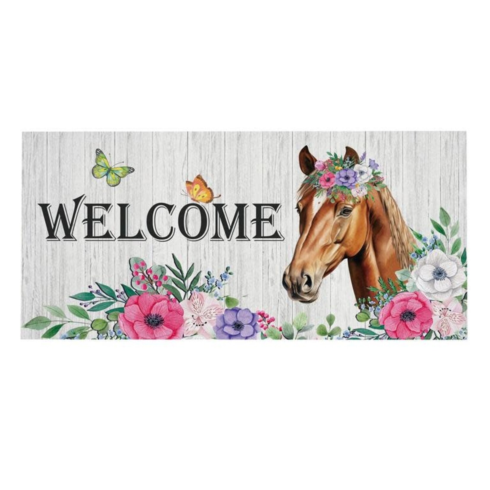 Floral Horse Welcome Sassafras Switch Mat