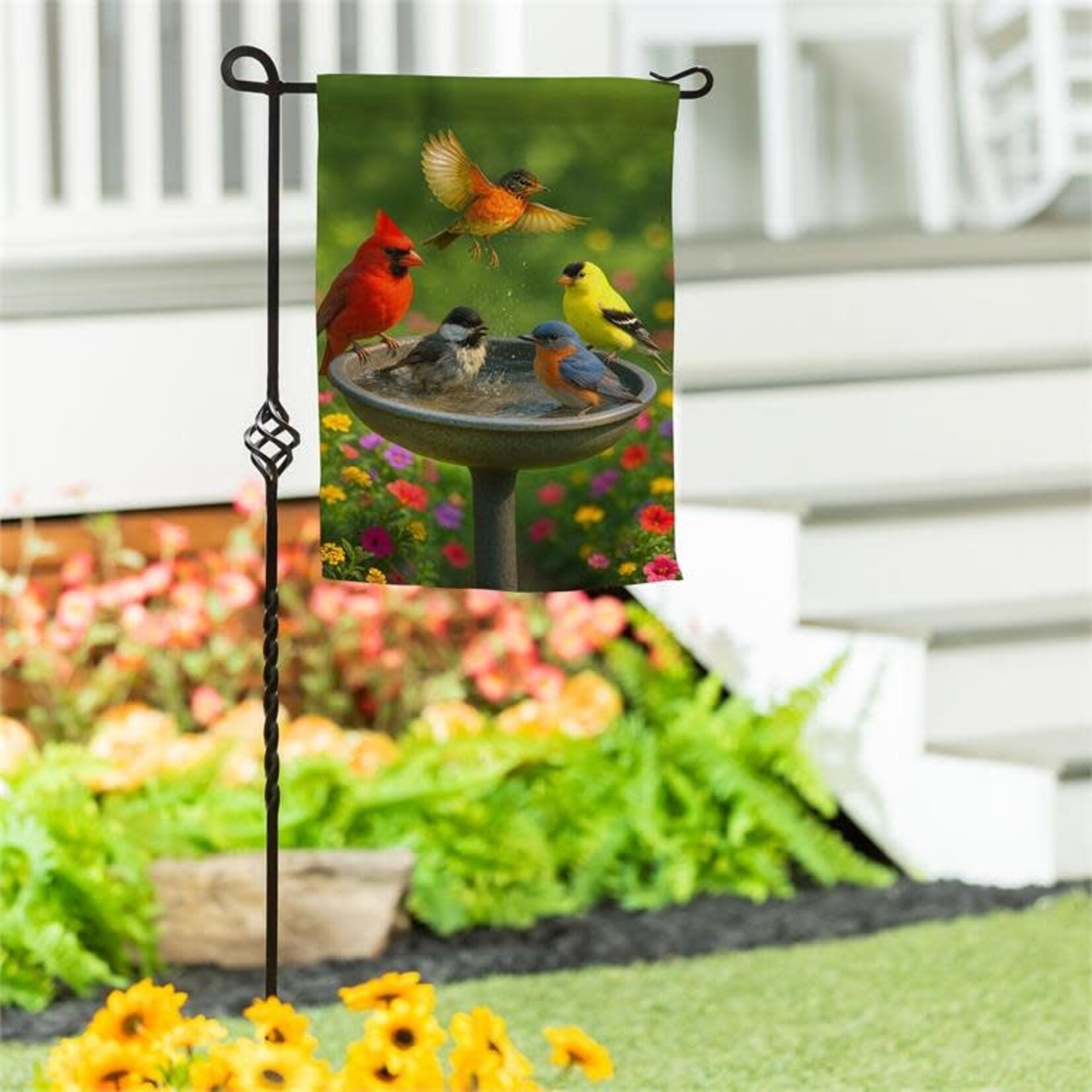 Spring Cardinal Time Suede House Flag