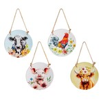 Petal & Plow Suncatcher, Hand-painted Round Farm Animals Suncatcher - 4 Asst.