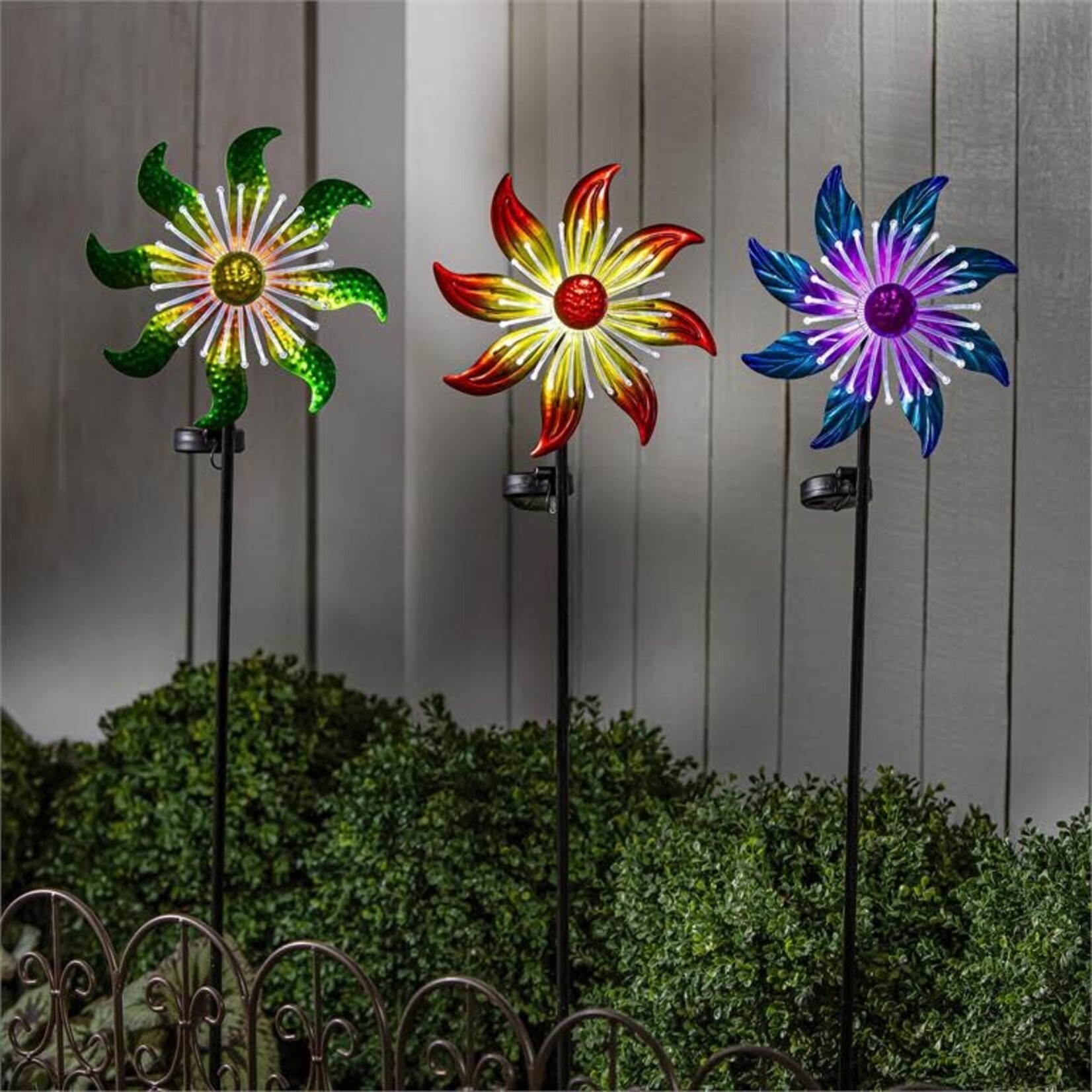Solar Metal Flower Wind Spinner, 3 Styles