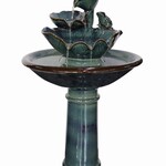 Blue/Teal Outdoor fountain with Frog including pump