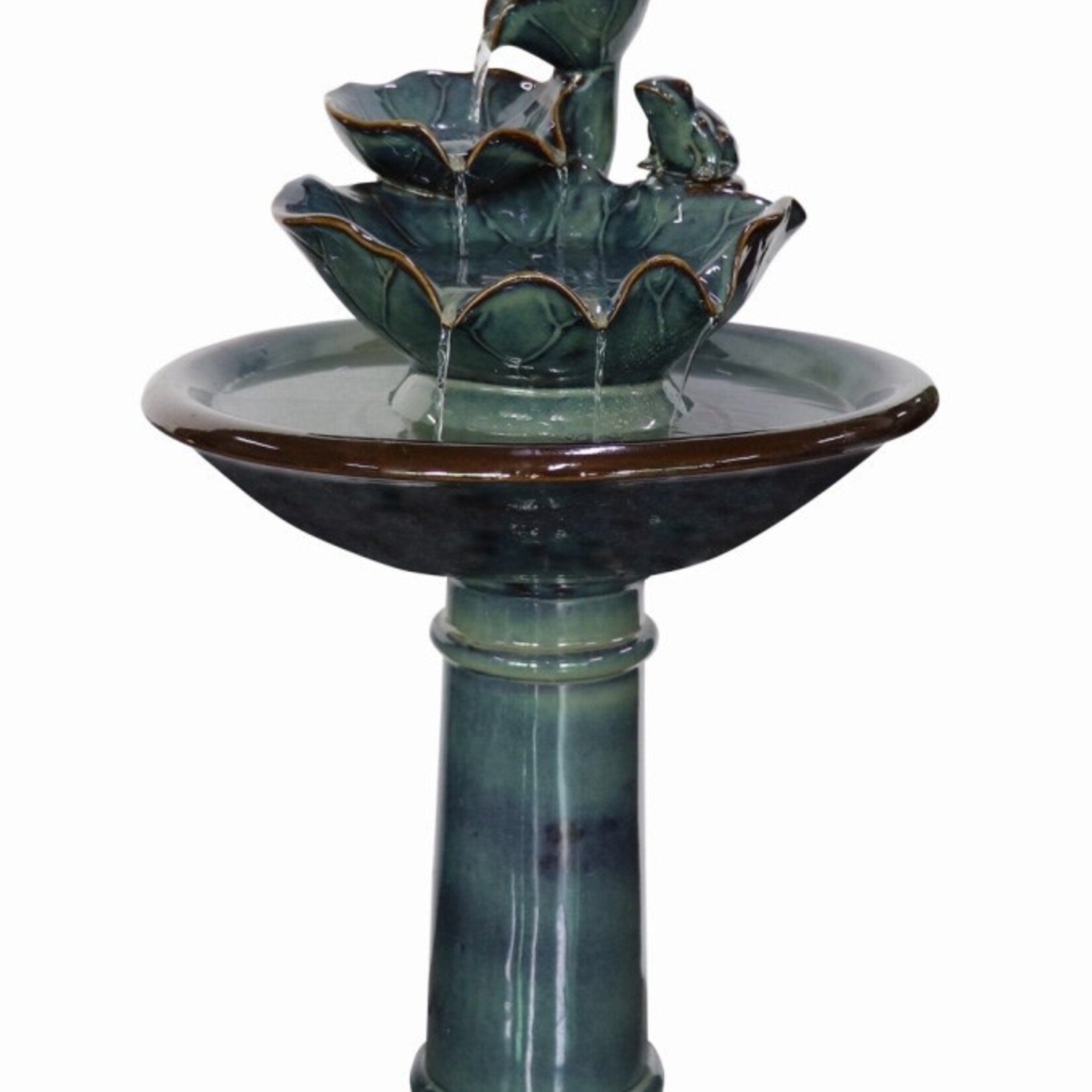 Blue/Teal Outdoor fountain with Frog including pump