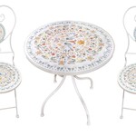 Ceramic & Iron Bistro set (table & 2 chairs)