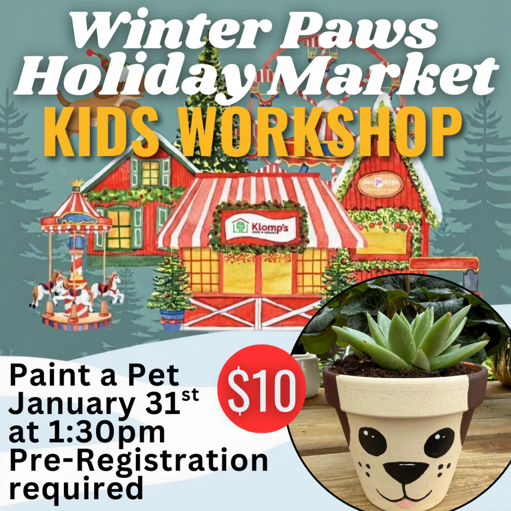 Paint a Pet + Succulent Workshop- January 31st @ 1:30pm