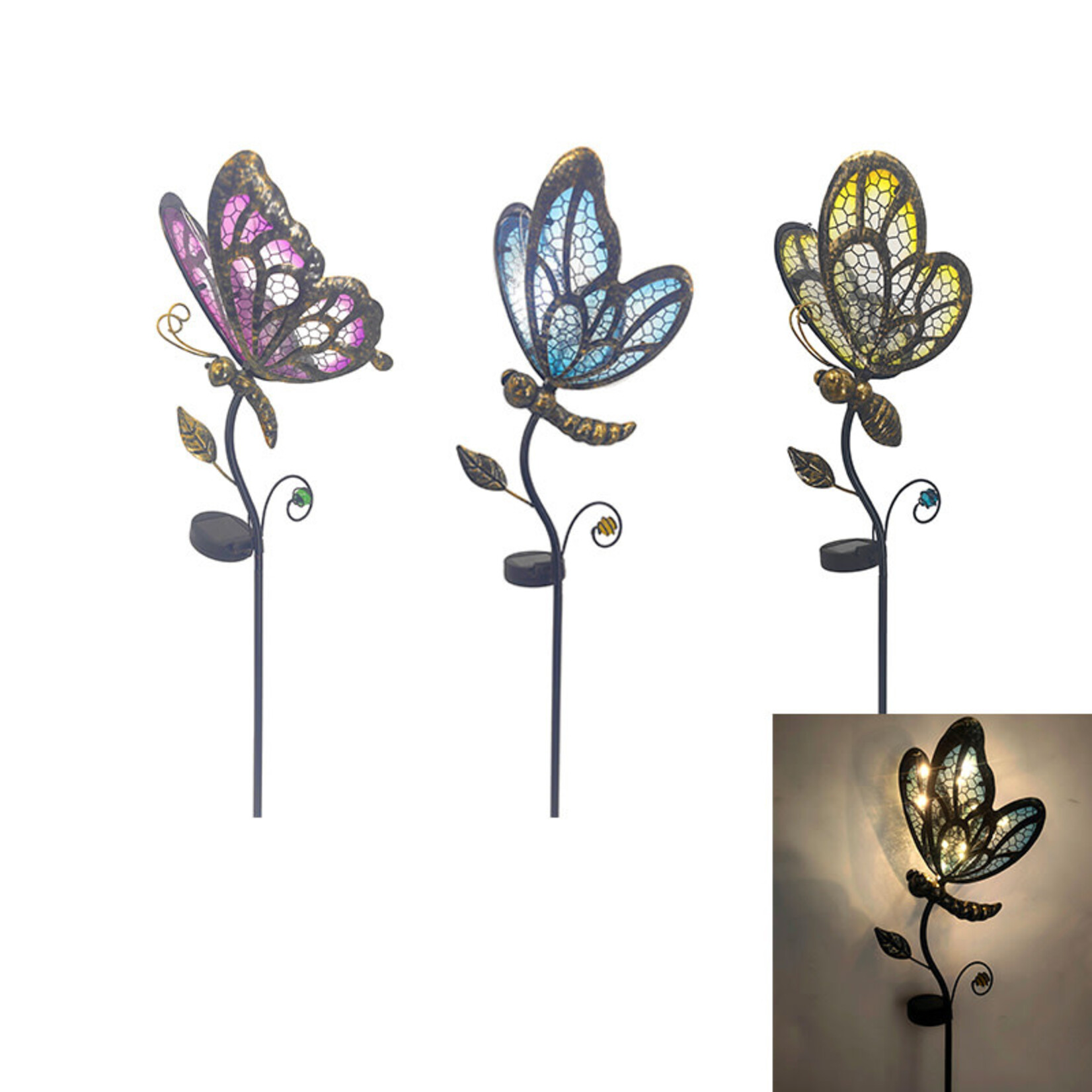 Solar Butterfly Stakes - 3 Asst