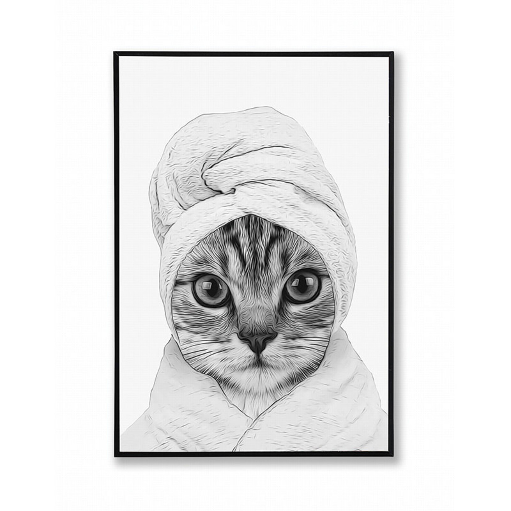 Cat in Towel Print