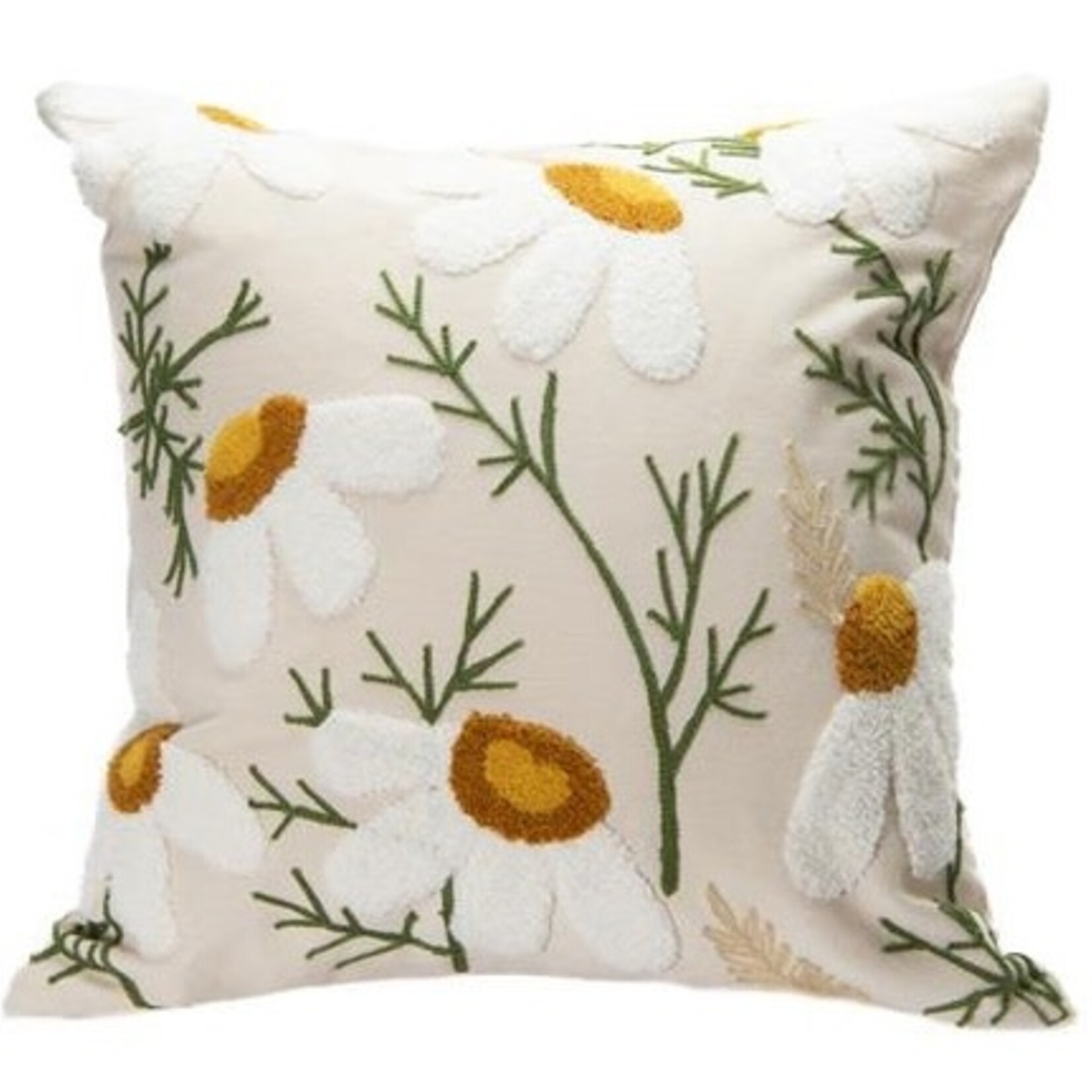 Daisies Cotton Embroidered Cushion