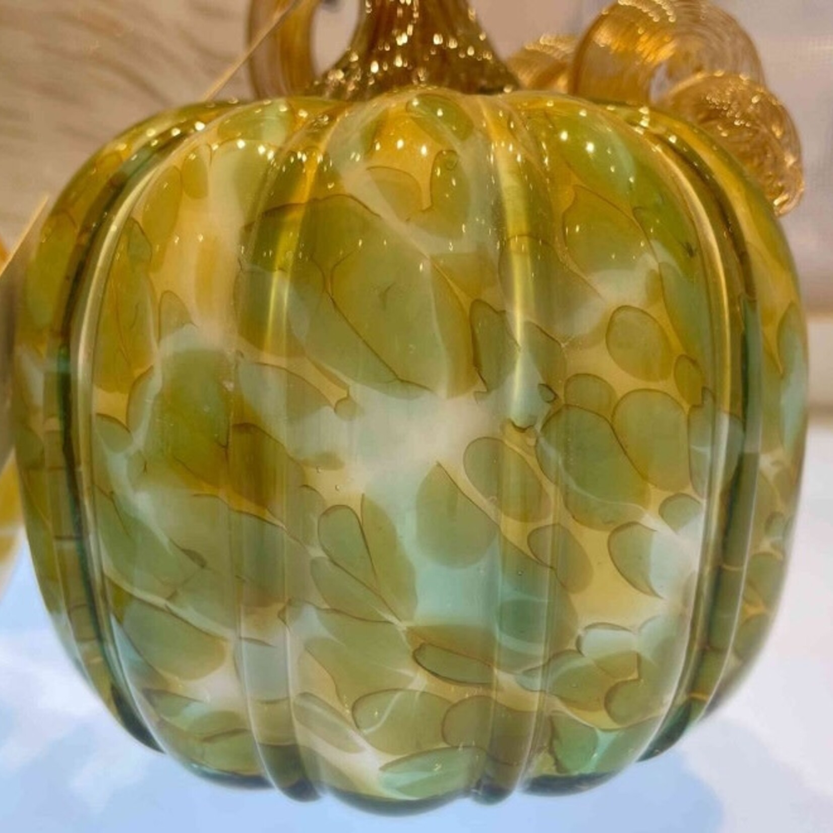 Glass Tall Pumpkin Green & Amber