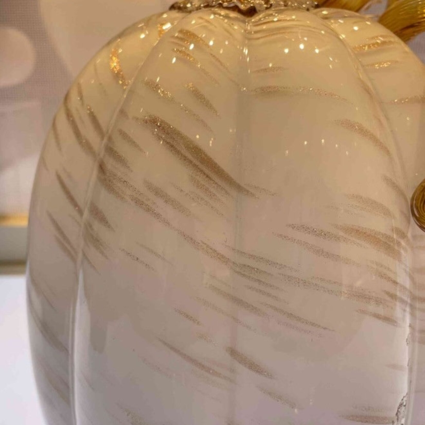 Glass Pumpkin - White & Gold