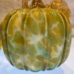 Glass Pumpkin  Green & Amber - Small